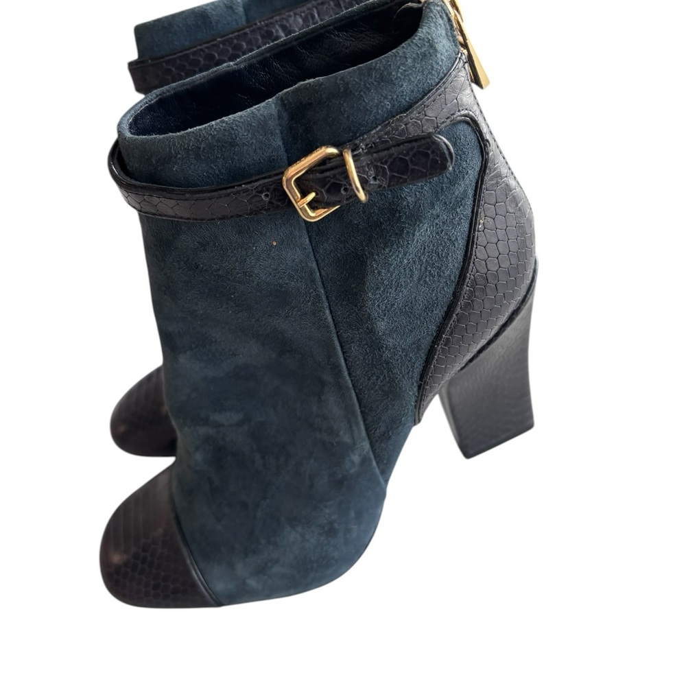 Tory Burch Ankle Booties Size 8.5 Black Suede Block Heel